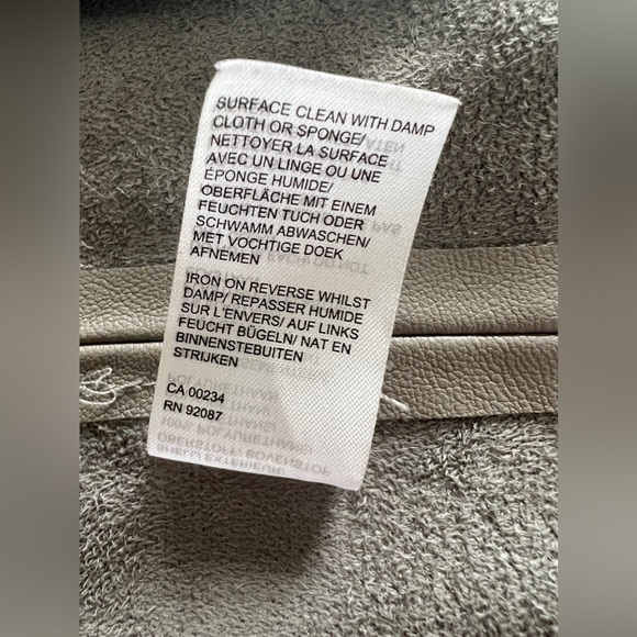 Saks Fifth Avenue Faux Leather Open Front Jacket Size Small Taupe Drape Style - Picture 13 of 15